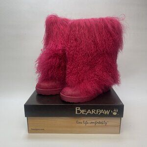 NEW BEARPAW Canada Boetis II Electic Pink Mongolian Sheepskin Fur Boots Sz 8